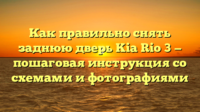 Как правильно снять заднюю дверь Kia Rio 3 — пошаговая инструкция со схемами и фотографиями
