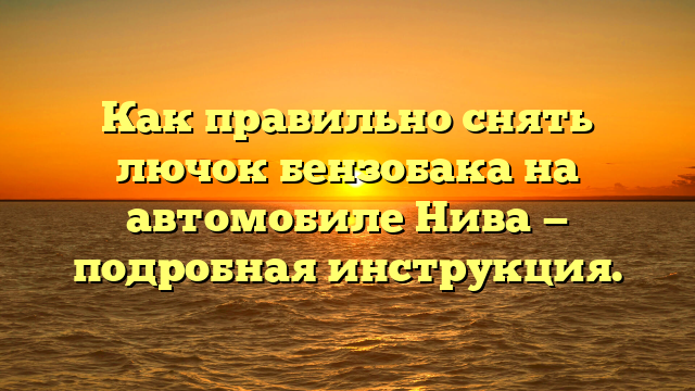 Как правильно снять лючок бензобака на автомобиле Нива — подробная инструкция.