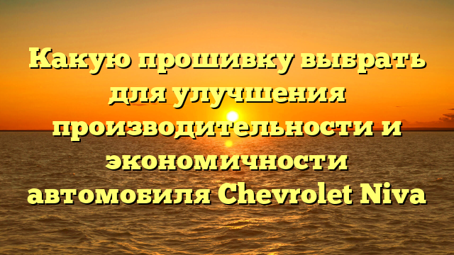 Какую прошивку выбрать для улучшения производительности и экономичности автомобиля Chevrolet Niva