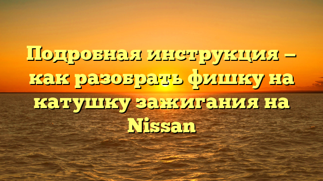Подробная инструкция — как разобрать фишку на катушку зажигания на Nissan