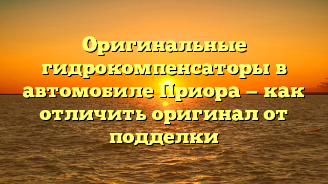 Оригинальные гидрокомпенсаторы в автомобиле Приора — как отличить оригинал от подделки